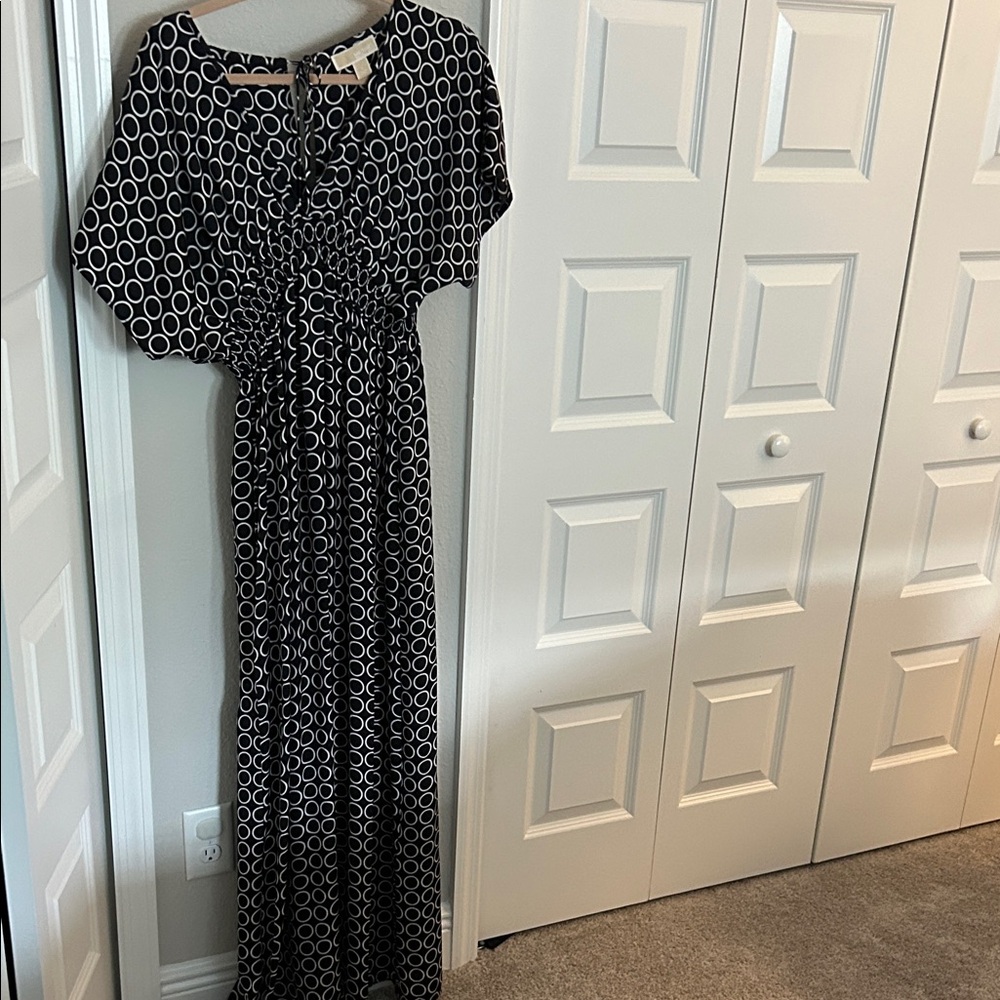 Michael Kors Blue and White Geometric Maxi Dress